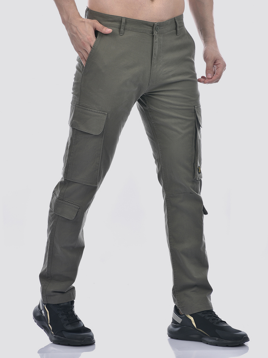 Numero Uno Men's Regular Fit Solid Dark Green Olive Pants